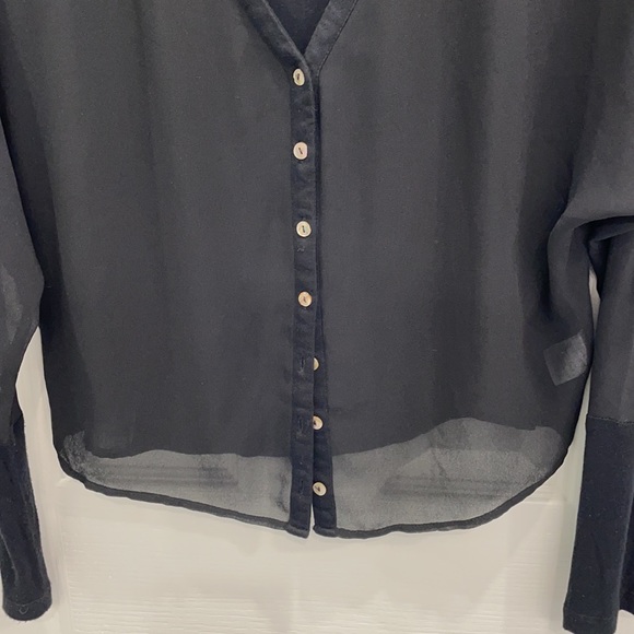 Black sheer buttoned top. - Picture 2 of 2